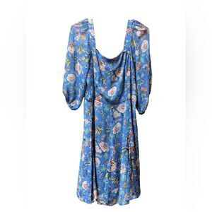 Bleecker 126 Floral Printed Chiffon Baby Doll Puff Sleeve Dress Sz 12 NWT